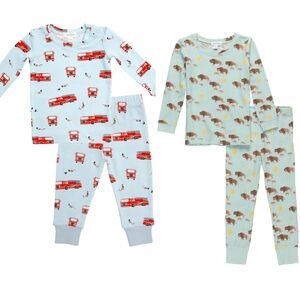 Angel Dear Firetruck Dalmation & Buffalo Pajama Sets (2) Sz 5, fits 3T /4T